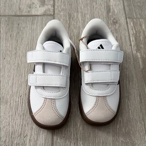 Toddler White and Tan Adidas Sneakers, Size 8, NWT